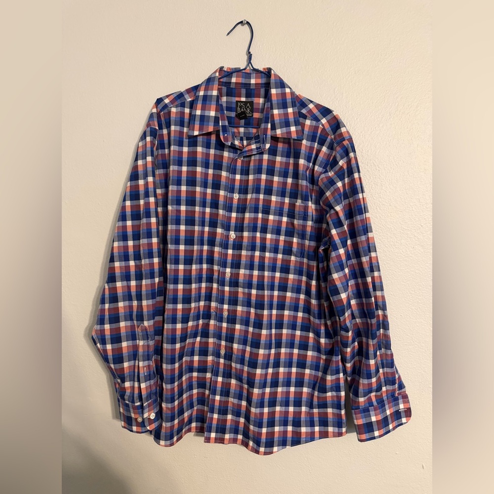 Jos. A. Bank Traveler Plaid Button Up Shirt Mens L